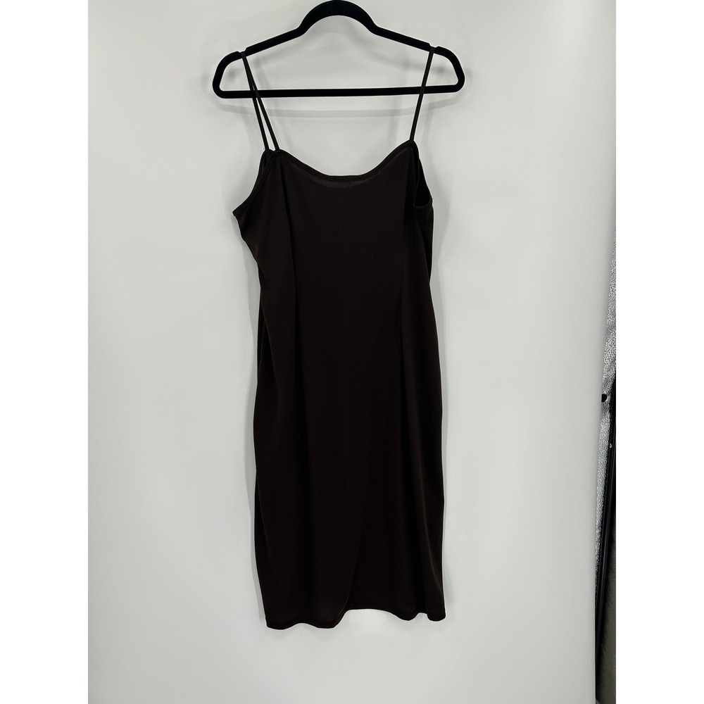 Brown Slip Dress Womens Medium Little Black Dress Spaghetti Strap Lined Polyeste